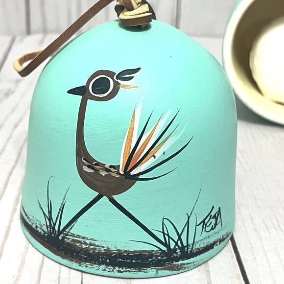 Lot of 3 Tesa Southwestern Ceramic Windbell Chimes Hand Painted Roadrunner - Picture 11 of 16